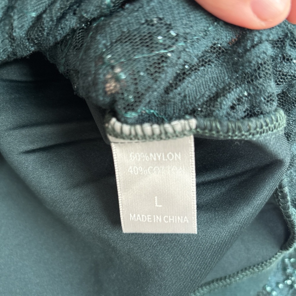 BKE Classy Dark Green Lace Blouse - Picture 5 of 6
